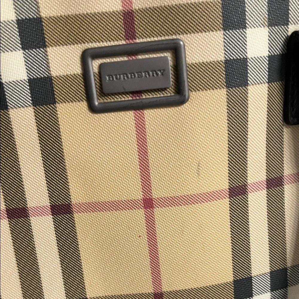 Classic Plaid Dome Satchel Handbag - Beige/Tan with Dark Brown Trim - Picture 2 of 11